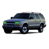 Chevrolet-Blazer-1998, 1999, 2000, 2001, 2002, 2003, 2004-LED-Halo-Headlights-Green-No Remote-CY-BL9804-GH