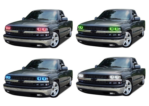 Chevrolet-Silverado-1999, 2000, 2001, 2002-LED-Halo-Headlights-RGB-No Remote-CY-SV9802-V3H
