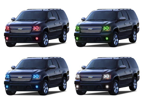 Chevrolet-Tahoe-2007, 2008, 2009, 2010, 2011, 2012, 2013-LED-Halo-Headlights and Fog Lights-RGB-No Remote-CY-TA0713-V3HF