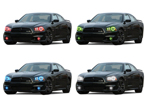 Dodge-Charger-2011, 2012, 2013,2014-LED-Halo-Headlights and Fog Lights-RGB-No Remote-DO-CR1114-V3HF