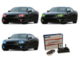 Dodge-Charger-2011, 2012, 2013,2014-LED-Halo-Headlights and Fog Lights-RGB-WiFi Remote-DO-CR1114-V3HFWI