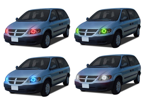Dodge-Caravan-2001, 2002, 2003, 2004, 2005, 2006, 2007-LED-Halo-Headlights-RGB-No Remote-DO-CV0107-V3H
