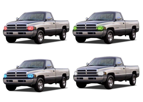 Dodge-Ram 1500-1994, 1995, 1996, 1997, 1998, 1999, 2000, 2001, 2002-LED-Halo-Headlights-RGB-No Remote-DO-RM9402-V3H