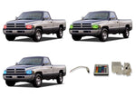 Dodge-Ram 1500-1994, 1995, 1996, 1997, 1998, 1999, 2000, 2001, 2002-LED-Halo-Headlights-RGB-IR Remote-DO-RM9402-V3HIR