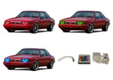 Ford-Mustang-1987, 1988, 1989, 1990, 1991, 1993-LED-Halo-Headlights-RGB-IR Remote-FO-MU8793-V3HIR