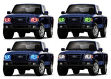 Ford-Ranger-2001, 2003, 2004, 2005, 2006, 2007, 2008, 2009, 2010, 2011-LED-Halo-Headlights-RGB-No Remote-FO-RA0111-V3H