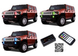 Hummer-H3-2006, 2007, 2008, 2009, 2010-LED-Halo-Headlights and Fog Lights-RGB-Bluetooth RF Remote-HU-H30510-V3HFBTRF