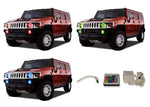 Hummer-H3-2006, 2007, 2008, 2009, 2010-LED-Halo-Headlights and Fog Lights-RGB-IR Remote-HU-H30510-V3HFIR