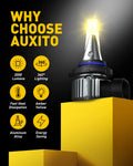 AUXITO 9006 HB4 LED Fog Light Bulbs, 3000K Amber Yellow, 6000 LM High Brightness, 30W Play and Plug, Super Penetration with 12 CSP Chips, Waterproof, DRL Bulbs Replacement for Cars, Pack of 2 9006/HB4