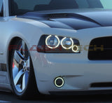 Dodge-Charger-2005, 2006, 2007, 2008, 2009, 2010-LED-Halo-Headlights-White-RF Remote White-DO-CR60510-WHRF