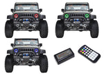 Jeep-Wrangler-2007, 2008, 2009, 2010, 2011, 2012, 2013, 2014, 2015, 2016, 2017-LED-Halo-Headlights-RGB-Colorfuse RF Remote-7inch-LEDprojector-V3HCFRF
