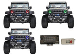 Jeep-Wrangler-2007, 2008, 2009, 2010, 2011, 2012, 2013, 2014, 2015, 2016, 2017-LED-Halo-Headlights-RGB-RF Remote-7inch-LEDprojector-V3HRF