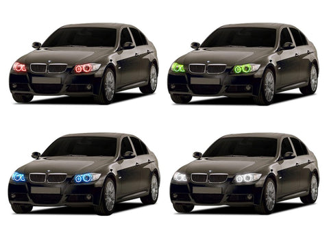 BMW-335i-2006, 2007, 2008-LED-Halo-Headlights-RGB-No Remote-BM-35I07-V3H