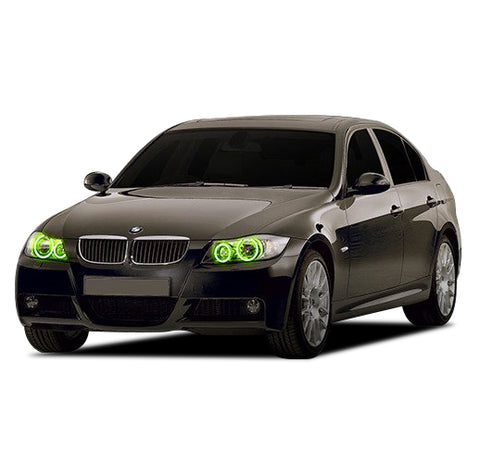 BMW-335i-2006-2007-2008-LED-Halo-Headlights-Green-No-Remote-BM-35I07-GH