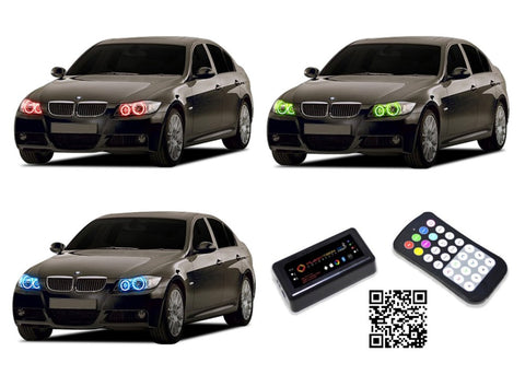 BMW-335i-2006-2007-2008-LED-Halo-Headlights-RGB-Bluetooth-RF-Remote-BM-35I07-V3HBTRF