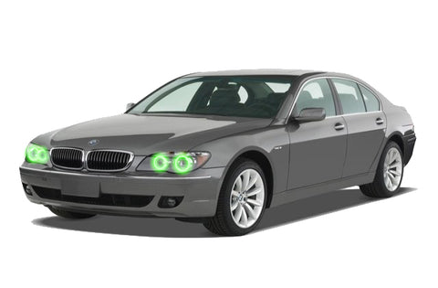 BMW-7 series-2006-2007-2008-LED-Halo-Headlights-Green-No-Remote-BM-7S07-GH