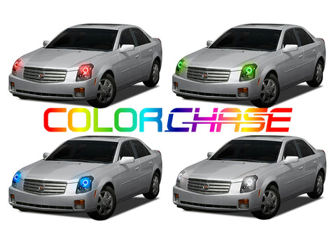 Cadillac-CTS-2003, 2004, 2005, 2006, 2007-LED-Halo-Headlights-ColorChase-No Remote-CA-CTS0307-CCH