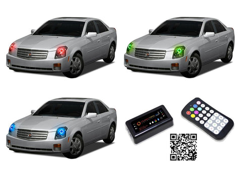 Cadillac-CTS-2003-2004-2005-2006-2007-LED-Halo-Headlights-RGB-Bluetooth-RF-Remote-CA-CTS0307-V3HBTRF