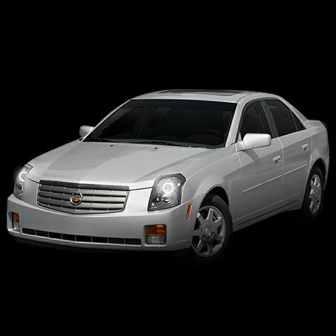 Cadillac-CTS-2003, 2004, 2005, 2006, 2007-LED-Halo-Headlights-White-RF Remote White-CA-CTS0307-WHRF