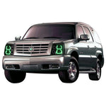 Cadillac-Escalade-2002, 2003, 2004, 2005, 2006-LED-Halo-Headlights-Green-No Remote-CA-ES0206-GH
