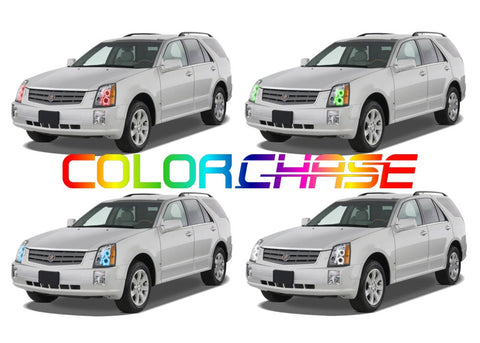 Cadillac-SRX-2004, 2005, 2006, 2007, 2008, 2009-LED-Halo-Headlights-ColorChase-No Remote-CA-SRX0409-CCH