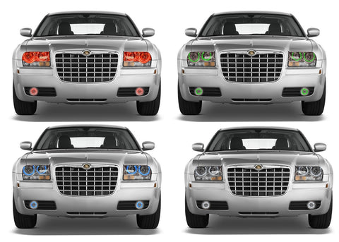 Chrysler-300-2005, 2006, 2007, 2008, 2009, 2010-LED-Halo-Headlights and Fog Lights-RGB-No Remote-CH-300510-V3HF