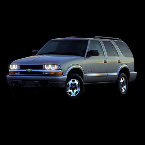 Chevrolet-Blazer-1998, 1999, 2000, 2001, 2002, 2003, 2004-LED-Halo-Headlights-White-RF Remote White-CY-BL9804-WHRF
