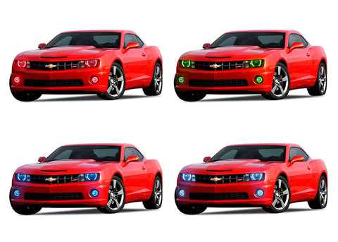 Chevrolet-Camaro-2010, 2011, 2012, 2013-LED-Halo-Headlights and Fog Lights-RGB-No Remote-CY-CANR1013-V3HF