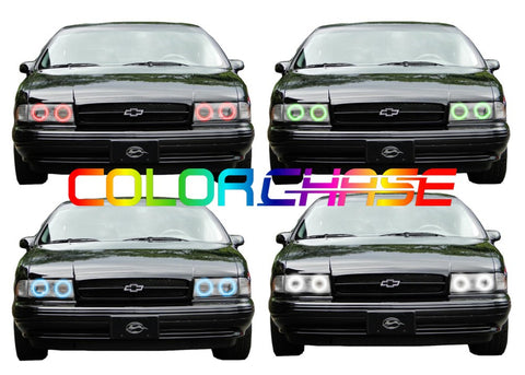 Chevrolet-Impala-1991, 1992, 1993, 1994, 1995, 1996-LED-Halo-Headlights-ColorChase-No Remote-CY-IM9196-CCH
