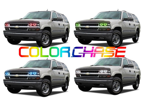 Chevrolet-Suburban-2000, 2001, 2002, 2003, 2004, 2005, 2006-LED-Halo-Headlights-ColorChase-No Remote-CY-SU0006-CCH