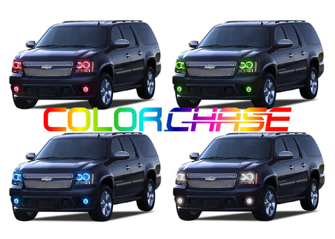 Chevrolet-Suburban-2007, 2008, 2009, 2010, 2011, 2012, 2013-LED-Halo-Headlights and Fog Lights-ColorChase-No Remote-CY-SU0713-CCHF