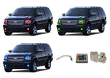 Chevrolet-Suburban-2007, 2008, 2009, 2010, 2011, 2012, 2013-LED-Halo-Headlights and Fog Lights-RGB-IR Remote-CY-SU0713-V3HFIR