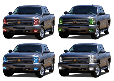 Chevrolet-Silverado-2007, 2008, 2009, 2010, 2011, 2012, 2013-LED-Halo-Headlights and Fog Lights-RGB-No Remote-CY-SV0713-V3HF