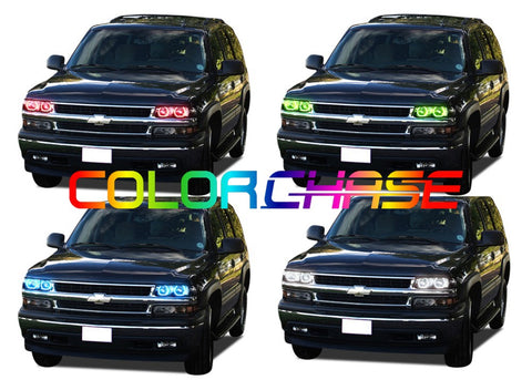 Chevrolet-Tahoe-2000, 2001, 2002, 2003, 2004, 2005, 2006-LED-Halo-Headlights-ColorChase-No Remote-CY-TA0006-CCH
