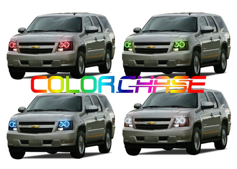 Chevrolet-Tahoe-2007, 2008, 2009, 2010, 2011, 2012, 2013-LED-Halo-Headlights-ColorChase-No Remote-CY-TA0713-CCH