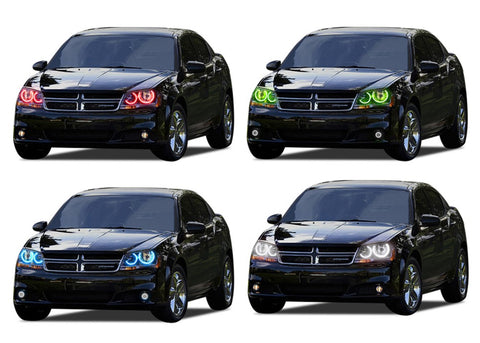 Dodge-Avenger-2008, 2009, 2010, 2011, 2012, 2013, 2014, 2015-LED-Halo-Headlights-RGB-No Remote-DO-AV0815-V3H