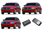 Dodge-Caliber-2007, 2008, 2009, 2010, 2011, 2012-LED-Halo-Headlights-RGB-Colorfuse RF Remote-DO-CB0712-V3HCFRF