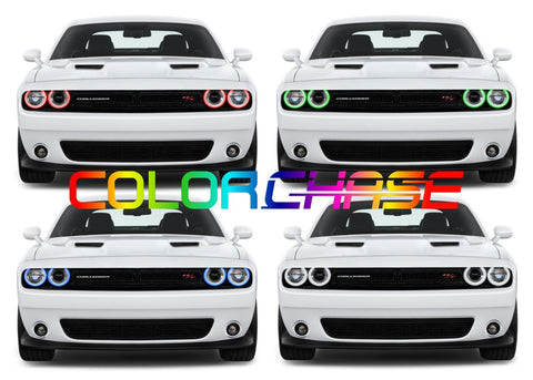 Dodge-Challenger-2015, 2016, 2017, 2018, 2019-LED-Halo-Headlights-ColorChase-No Remote-DO-CL01519-CCH-WPE