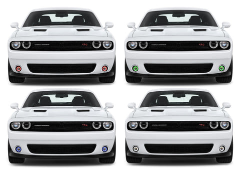 Dodge-Challenger-2015, 2016, 2017, 2018, 2019-LED-Halo-Fog Lights-RGB Multi Color-No Remote-DO-CL01519-V3F-WPE