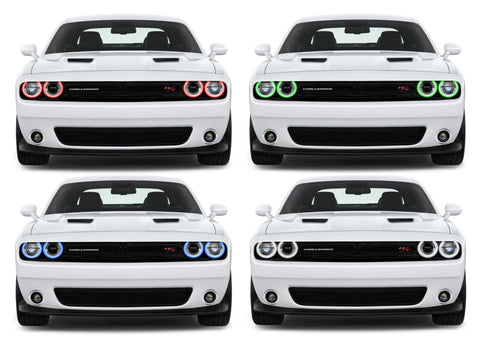 Dodge-Challenger-2015, 2016, 2017, 2018, 2019-LED-Halo-Headlights-RGB Multi Color-No Remote-DO-CL01519-V3H-WPE