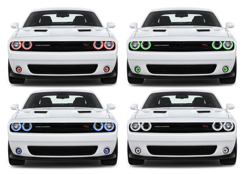 Dodge-Challenger-2015, 2016, 2017, 2018, 2019-LED-Halo-Headlights and Fog Lights-RGB Multi Color-No Remote-DO-CL01519-V3HF-WPE