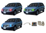 Dodge-Caravan-2001, 2002, 2003, 2004, 2005, 2006, 2007-LED-Halo-Headlights-RGB-IR Remote-DO-CV0107-V3HIR