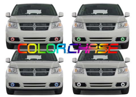 Dodge-Caravan-2005, 2006, 2007, 2008, 2009-LED-Halo-Fog Lights-ColorChase-No Remote-DO-CV0509-CCF