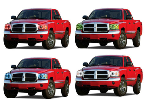 Dodge-Dakota-2005, 2006, 2007-LED-Halo-Headlights-RGB-No Remote-DO-DK0507-V3H