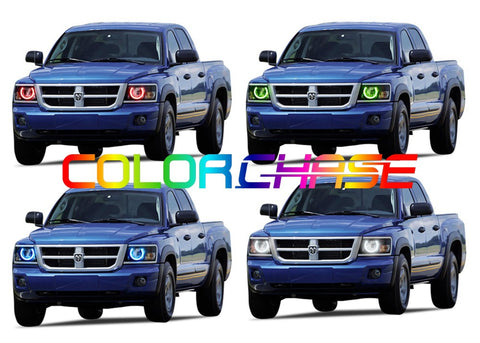 Dodge-Dakota-2008, 2009, 2010, 2011-LED-Halo-Headlights-ColorChase-No Remote-DO-DK0811-CCH