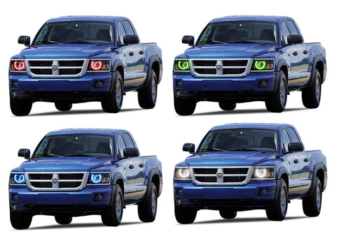 Dodge-Dakota-2008, 2009, 2010, 2011-LED-Halo-Headlights-RGB-No Remote-DO-DK0811-V3H