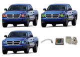 Dodge-Dakota-2008, 2009, 2010, 2011-LED-Halo-Headlights-RGB-IR Remote-DO-DK0811-V3HIR