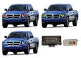 Dodge-Dakota-2008, 2009, 2010, 2011-LED-Halo-Headlights-RGB-RF Remote-DO-DK0811-V3HRF