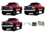Dodge-Dakota-1991, 1992, 1993, 1994, 1995, 1996-LED-Halo-Headlights-RGB-IR Remote-DO-DK9196-V3HIR