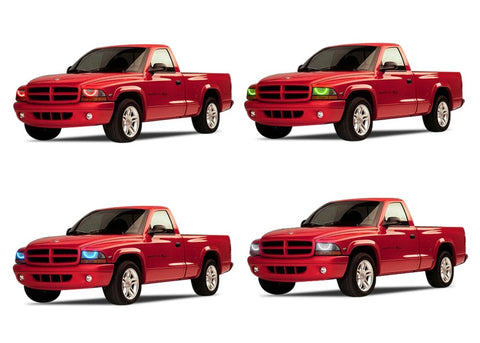 Dodge-Dakota-1997, 1998, 1999, 2000, 2001, 2002, 2003, 2004-LED-Halo-Headlights-RGB-No Remote-DO-DK9704-V3H